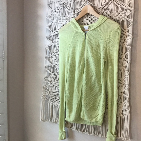 Chicos sz 0 mesh hooded zip up jacket in lime green - Picture 2 of 7